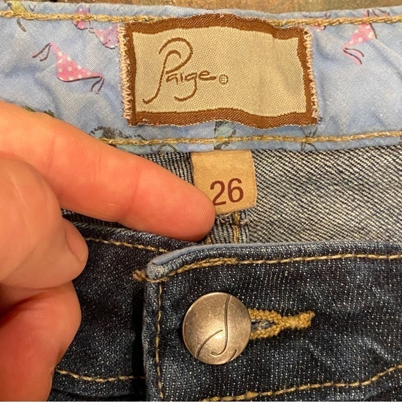 Paige 26 (4) Jimmy Jimmy Denim Jeans Shorts Low Rise Stretch Womens Cutoffs - Picture 6 of 13